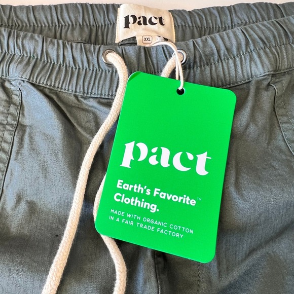 Pact Unisex Organic Cotton Drawstring Pants XXL Green Grey New With Tags - Picture 4 of 9